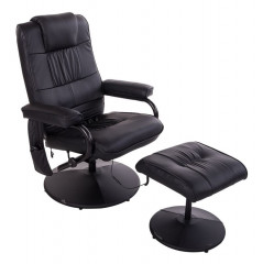 Masážne relaxačné kreslo BRETT so stoličkou | čierna č.2