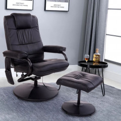 Masážne relaxačné kreslo BRETT so stoličkou | čierna č.1