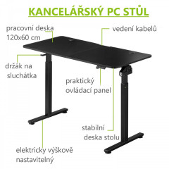 Kancelársky PC stôl 120x60 cm | čierna č.3