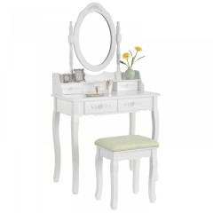 Originálny  vintage toaletný stolík so zrkadlom Mira | biely č.2