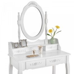 Originálny  vintage toaletný stolík so zrkadlom Mira | biely č.3