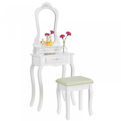 Originálny vintage toaletný stolček so zrkadlom Sophia | biely č.2