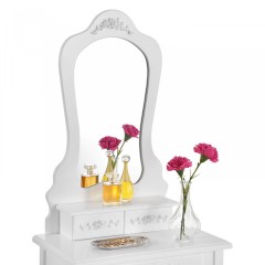Originálny vintage toaletný stolček so zrkadlom Sophia | biely č.3