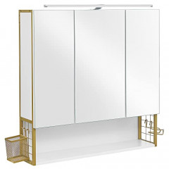 Kúpeľňová zrkadlová skrinka s osvetlením | bielo-zlatá č.1