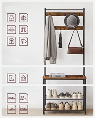 Vešiak na kabáty s lavicou na topánky | hnedá a čierna č.3