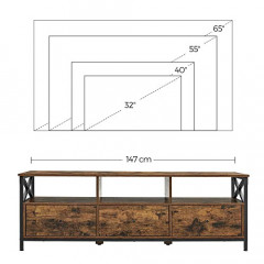 Rustikálny TV stolík 40 x 147 x 50 cm| čierno-hnedý č.3