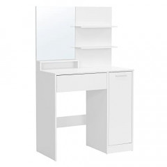 Biely kozmetický stolík so zrkadlom | 2 police č.2