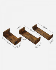 Nástenná 3-dielna súprava políc | hnedá č.2