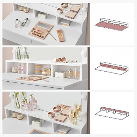 Toaletný stolík s 9 žiarovkami LED | biela č.7