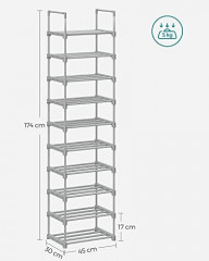 10-poschodový kovový regál na topánky | 30 x 45 x 174 cm č.3