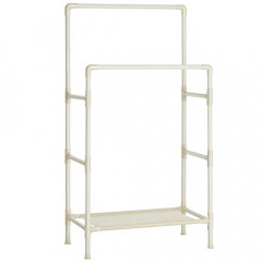 Kovový vešiak s 2 tyčami na oblečenie a 1 policou | biela č.2