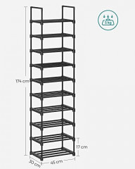 10-poschodový kovový stojan na topánky čierny | 30 x 45 x 174 cm č.3