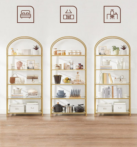 Sklenená 5-poschodová podlahová polica | 83 x 30,2 x 183,5 cm č.4