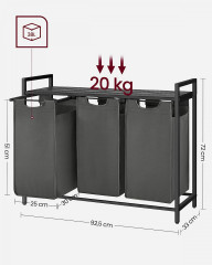 3-dielny kôš na bielizeň | sivo-čierna č.3