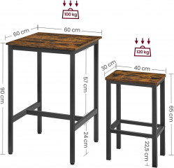 Stôl so súpravou barových stoličiek | hnedá a čierna č.3