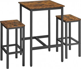 Stôl so súpravou barových stoličiek | hnedá a čierna č.2