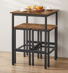 Stôl so súpravou barových stoličiek | hnedá a čierna č.1