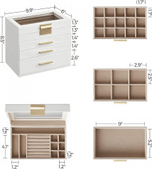 Šperkovnica 4 poschodia | biela a zlatá č.3