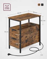 Skladací stolík so zásuvkami 60 x 35 x 61 cm | hnedá, čierna č.2