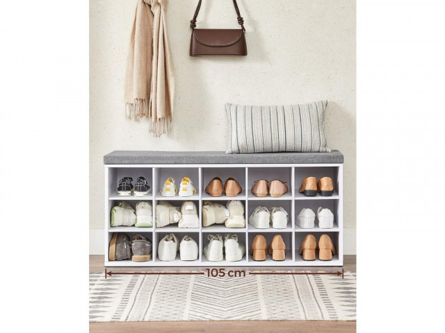 Stojan na topánky s lavičkou 30 x 105 x 48 cm | biela č.2