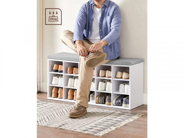 Stojan na topánky s lavičkou 30 x 105 x 48 cm | biela č.6