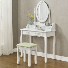 Originálny  vintage toaletný stolík so zrkadlom Mira | biely č.1