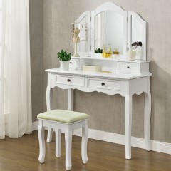 Originálny vintage toaletný stolík so zrkadlom Fiona | biely č.1