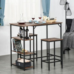 Barový stôl so stoličkami | hnedá + čierna č.1