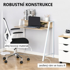 Kancelársky PC stôl 84 x 45 x 85 cm | biela + dub č.2