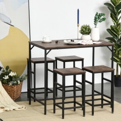Barový stôl so 4 stoličkami | hnedá + čierna č.2