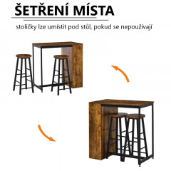 Barový stôl so stoličkami Don| hnedá + čierna č.3