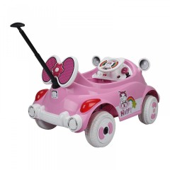 Detské elektrické auto s vodiacou tyčou, ružové č.3