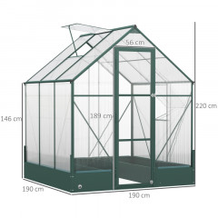 Hliníkový polykarbonátový skleník | 190 x 190 x 220 cm č.3