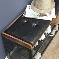 Polstrovaná lavička na boty 73 cm | rustikální hnědá, černá č.3