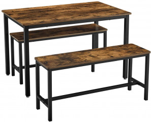 Rustikální barový stůl s lavicemi | hnědý+ černý č.2