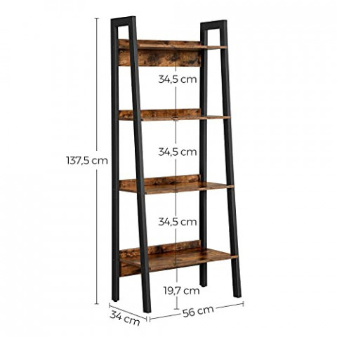 Žebříková 4 patrová police | hnědá, černá č.3