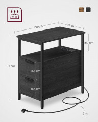 Odkládací stolek se zásuvkami 60 x 35 x 61 cm | černý č.2