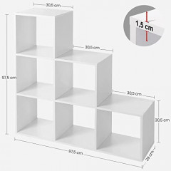 Dřevěná bílá schodišťová knihovna | 97,5 x 29 x 97,5 cm č.2