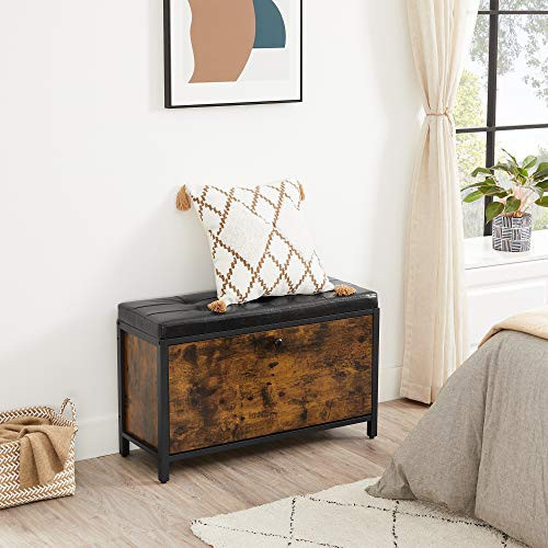 Rustikální botník s polstrovanou lavicí 80 x 30 x 51 cm| hnědý