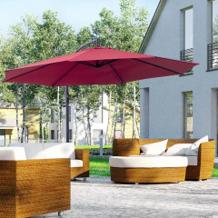 Zahradní slunečník s boční nohou a klikou Ø 300 cm | červený