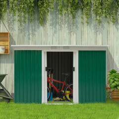 Záhradný domček so základňou a šikmou strechou 277 cm x 130 cm x 173 cm | zelená č.1