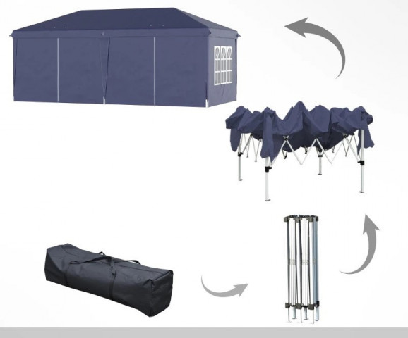 Luxusní zahradní párty stan 3 x 6 m s bočnicemi | modrý č.5