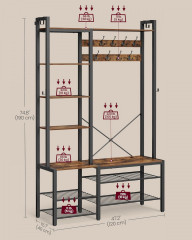 Rustikální botník s věšákem 190cm | černohnědý č.2