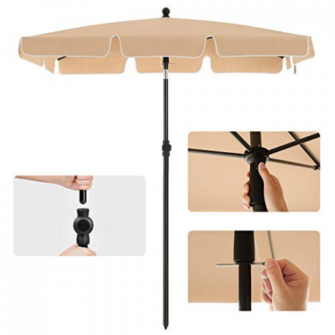 Obdélníkový zahradní slunečník 200 x 125 cm| Taupe č.4