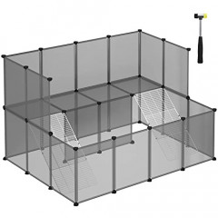 Klec pro malá zvířata se schůdky 143 x 108 x 92 cm | šedá