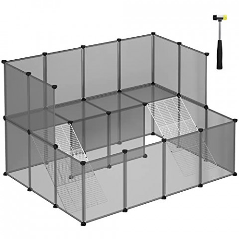 Klec pro malá zvířata se schůdky 143 x 108 x 92 cm | šedá č.2