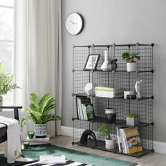 Variabilní drátěný regálový organizér 93 x 31 x 123 cm | černý