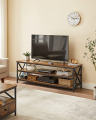 Rustikální TV stolek 147 x 40 x 50 cm | černo-hnědý