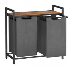 Koš na prádlo 2 x 46 l | rustikální hnědá a šedá č.3