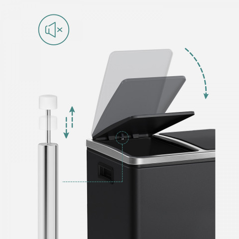 Kuchyňský odpadkový koš 2 x 15 l | černý č.4